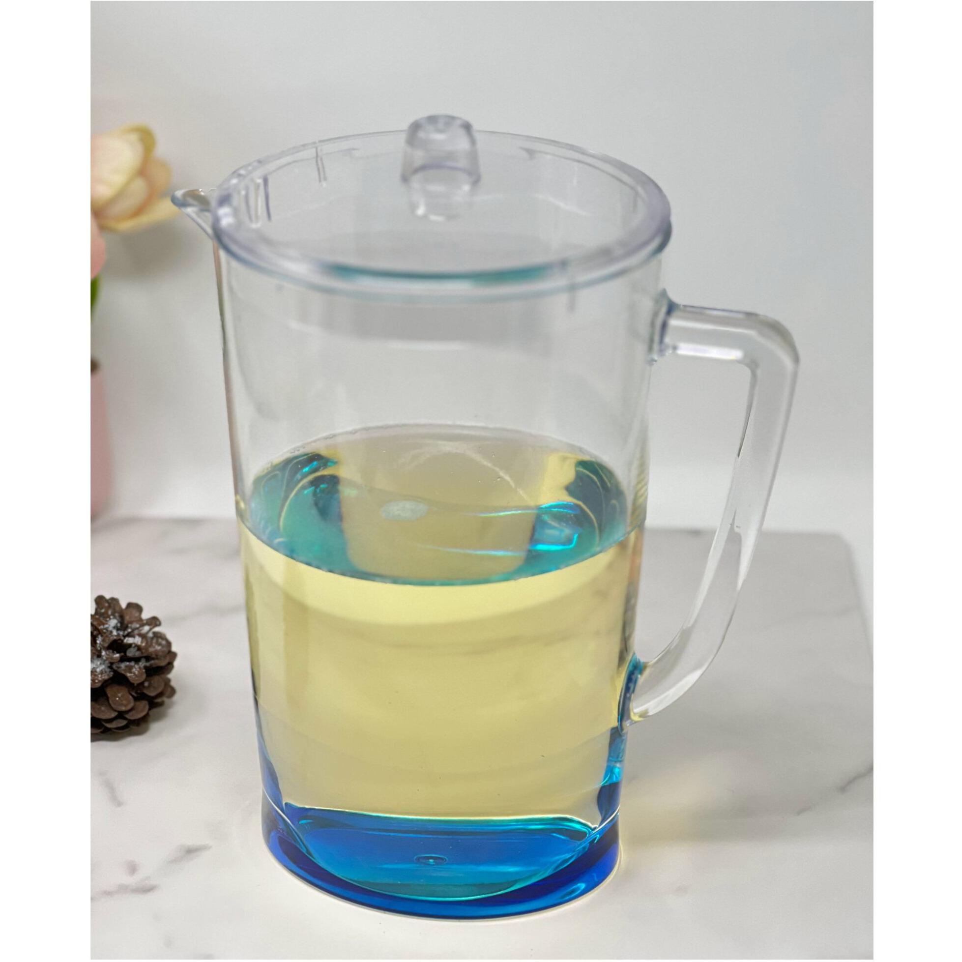 2.75 Quart Clear and Blue Acrylic Pitcher