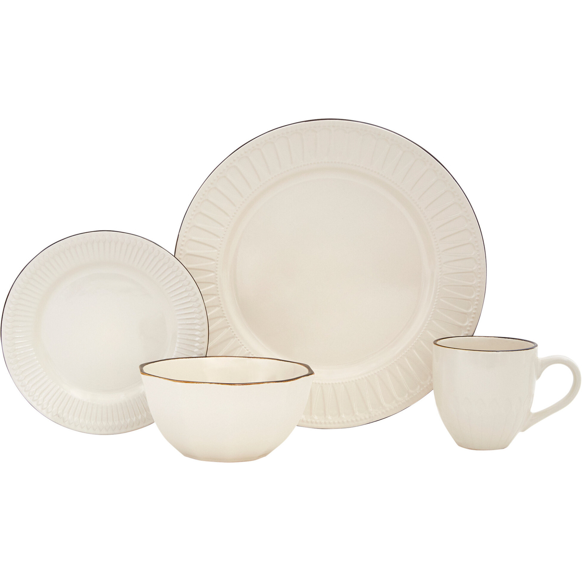 Ivory Sixteen Piece Ceramic Service For Four Dinnerware Set