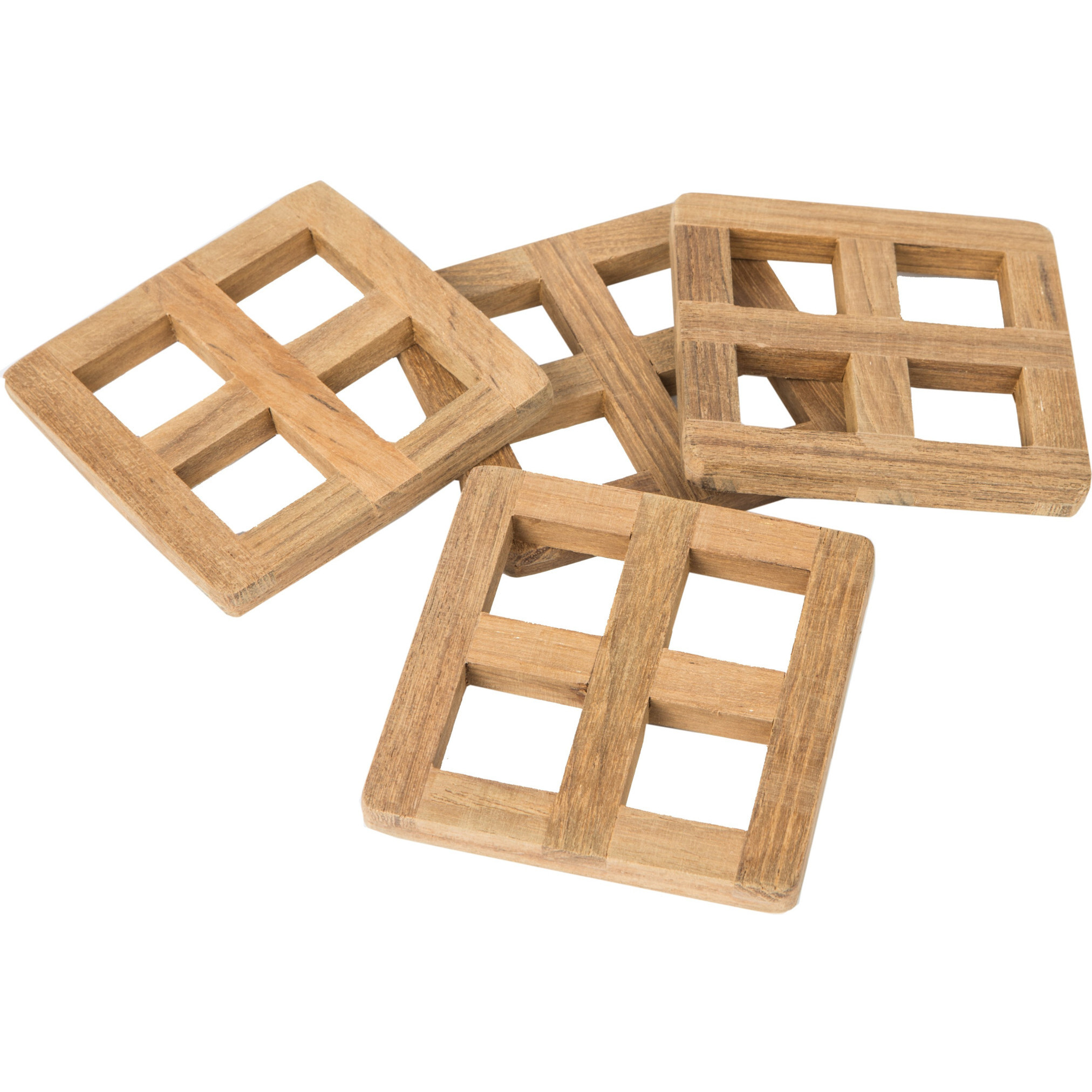 set of four 3.00 " Square Wood Coaster