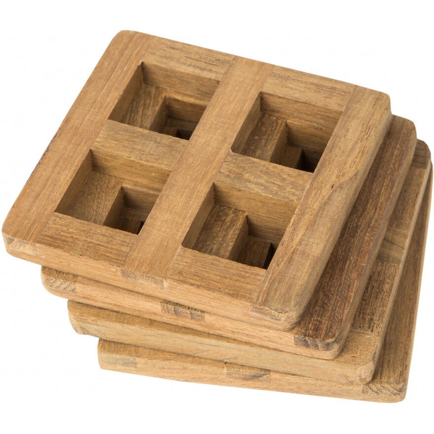 set of four 3.00 " Square Wood Coaster