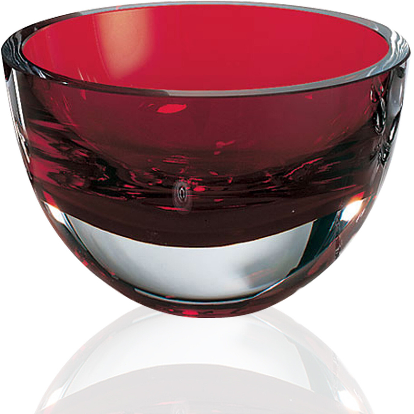6" Red Mouth Blown Crystal Thick Walled Bowl