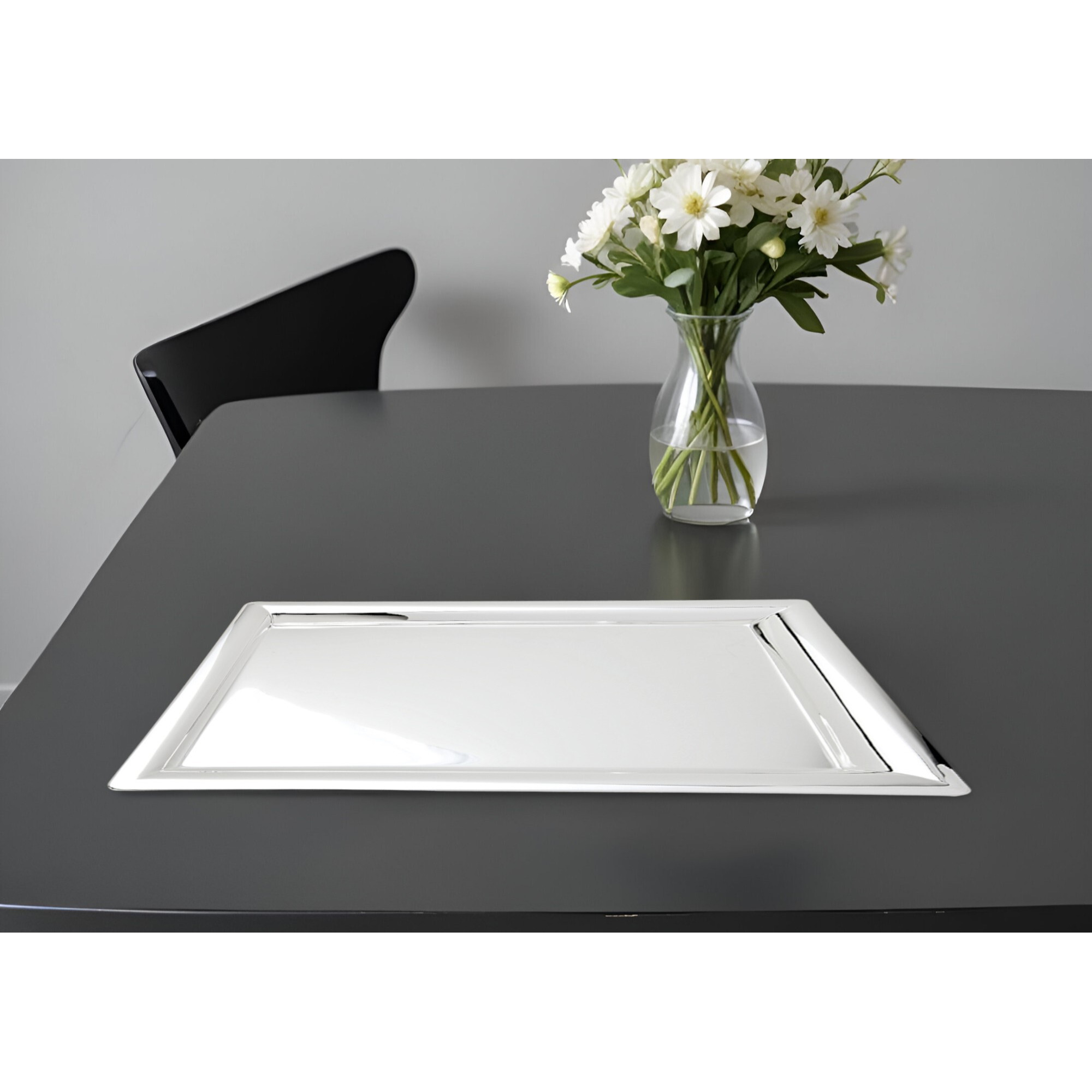 16" Silver Stainless Steel Serving Tray