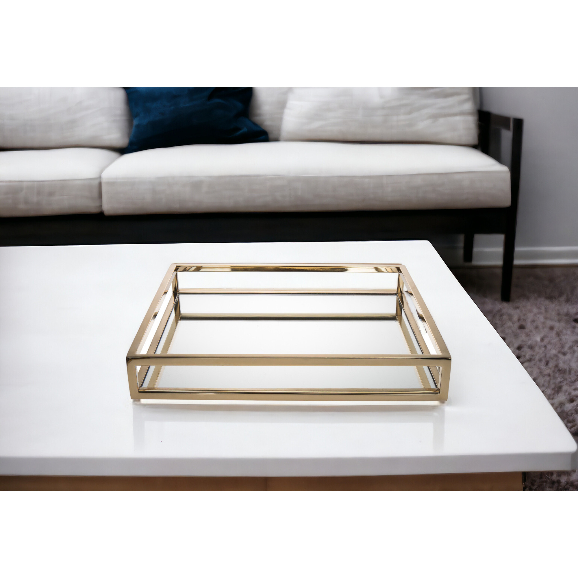 14" Gold Square Metal Serving Tray