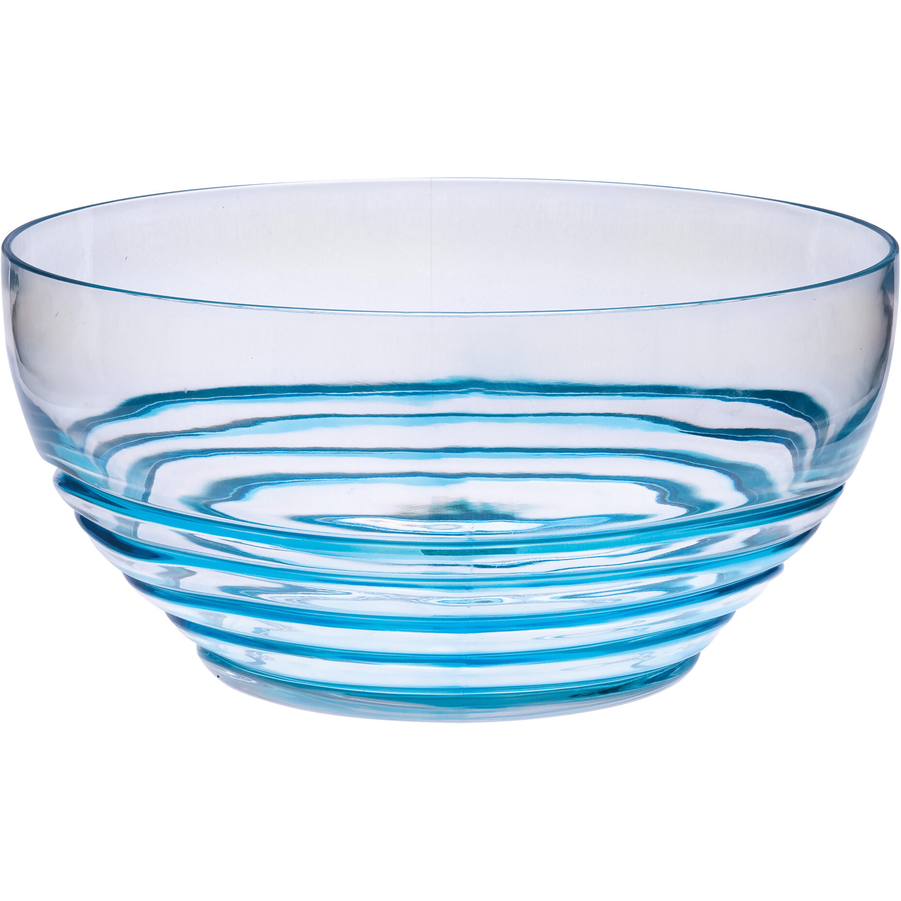 10" Clear and Blue Swirl Acrylic Round Salad Bowl