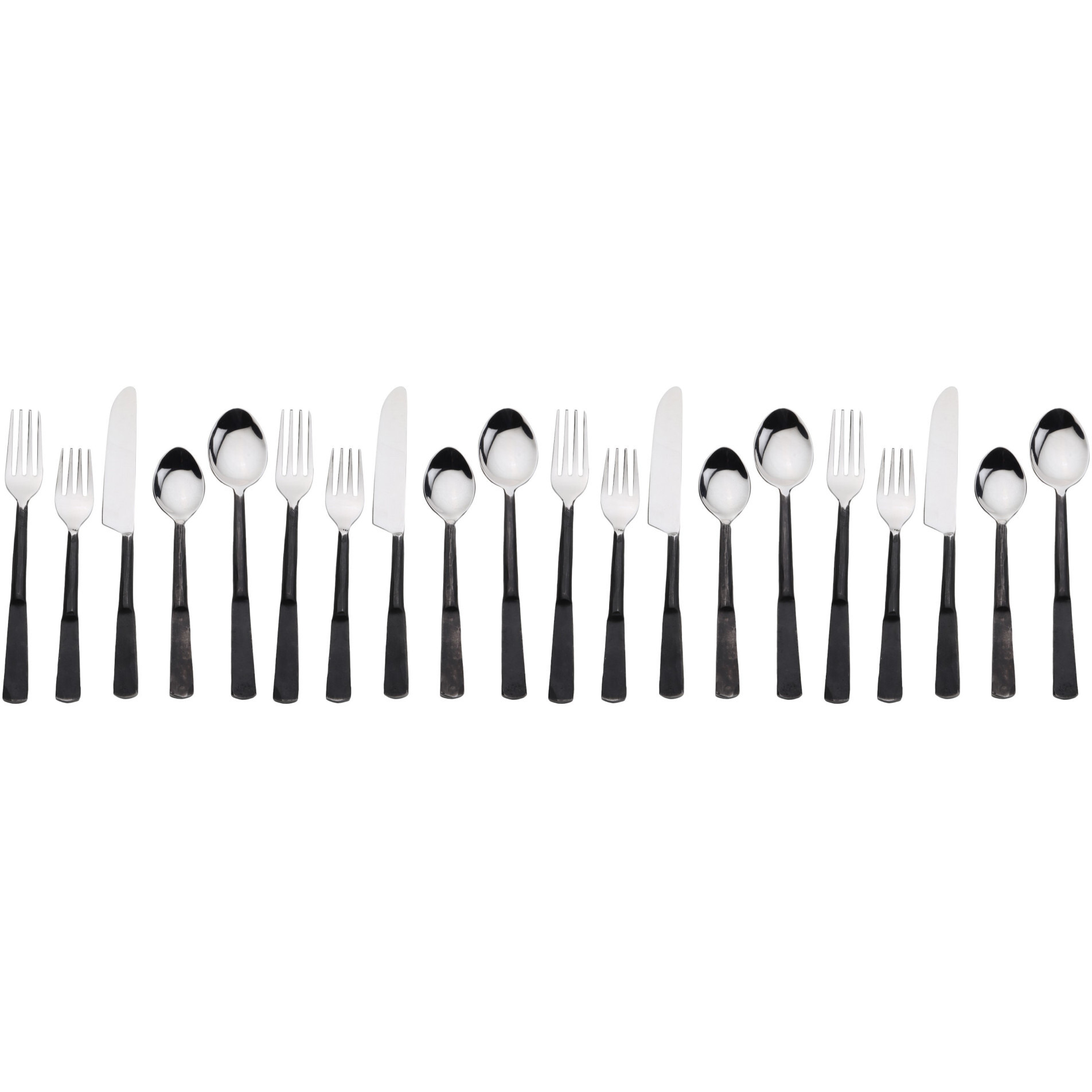 Matte Black Stainless Steel Twenty Piece Hand Forged Flatware Set