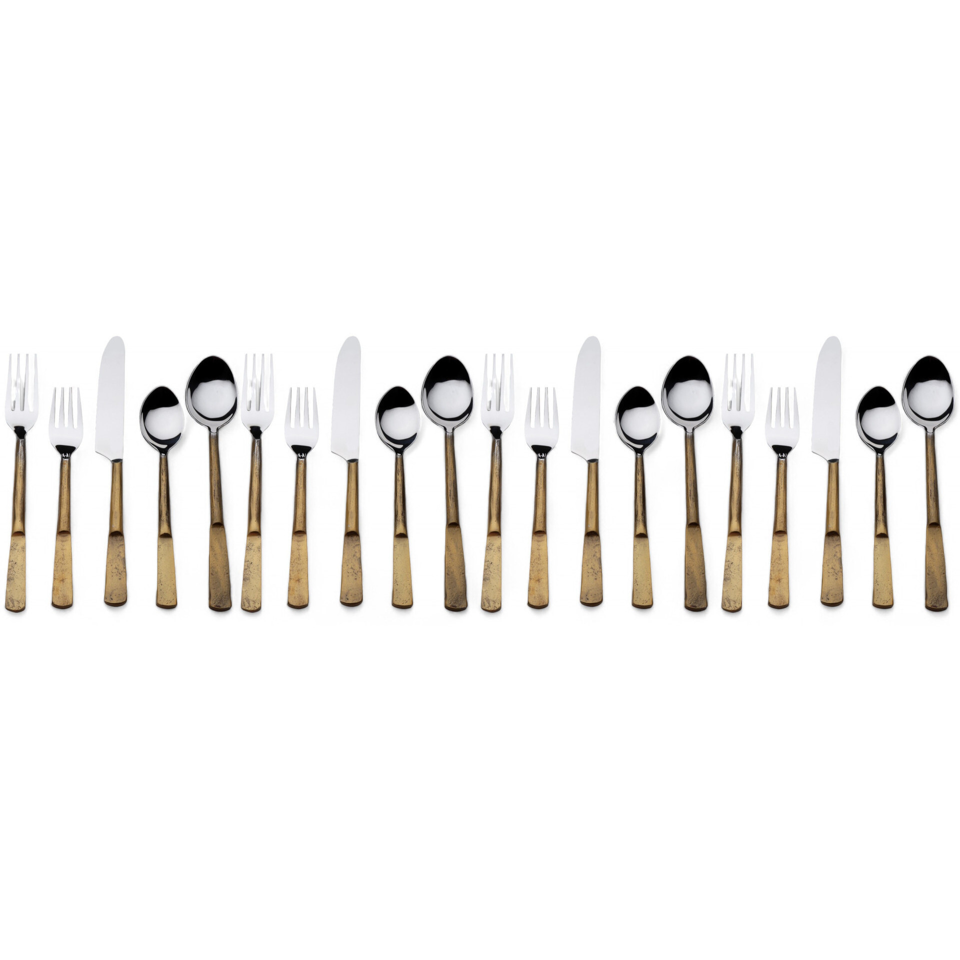 Matte Gold Stainless Steel Twenty Piece Hand Forged Flatware Set