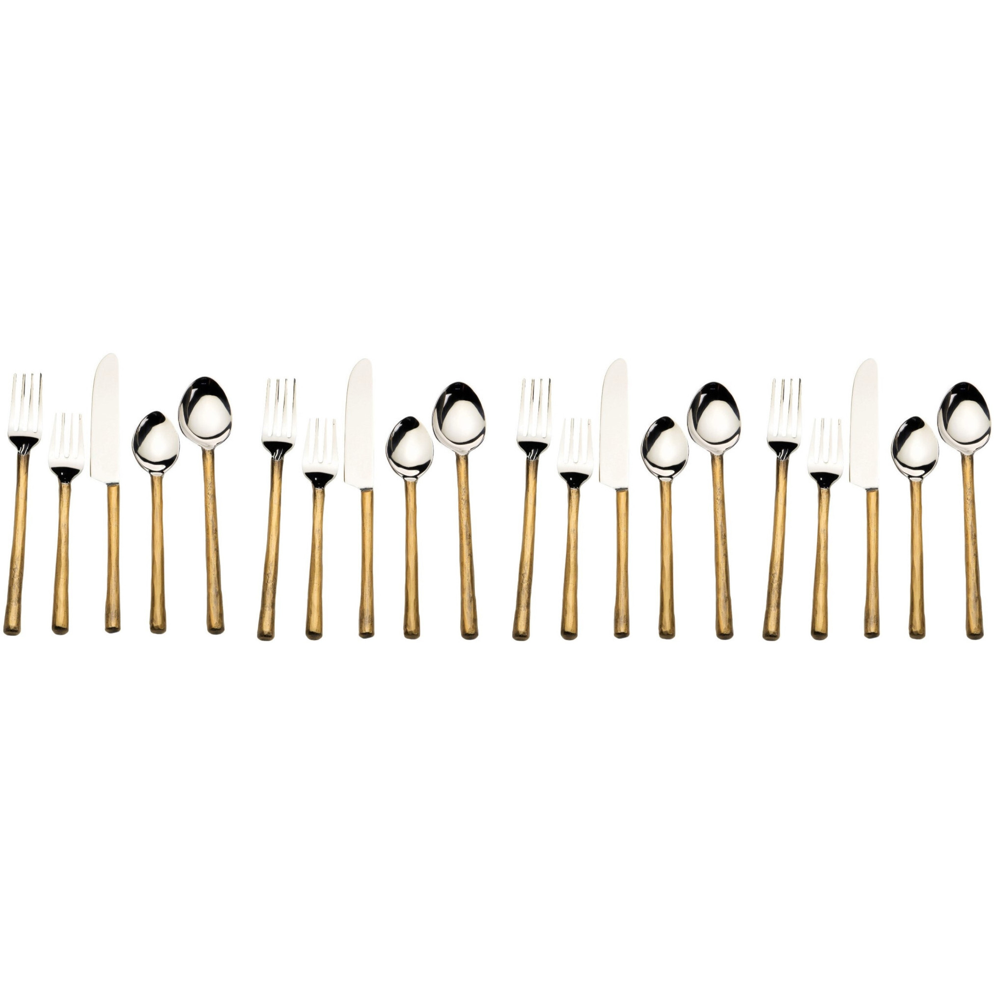 Matte Gold Stainless Steel Twenty Piece Hand Forged Flatware Set