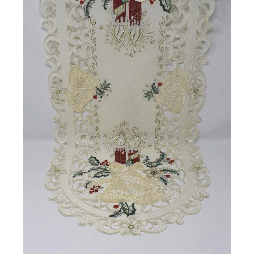 H8675-R-16x36 16 x 36 in. Red Candle & Bells Table Runner