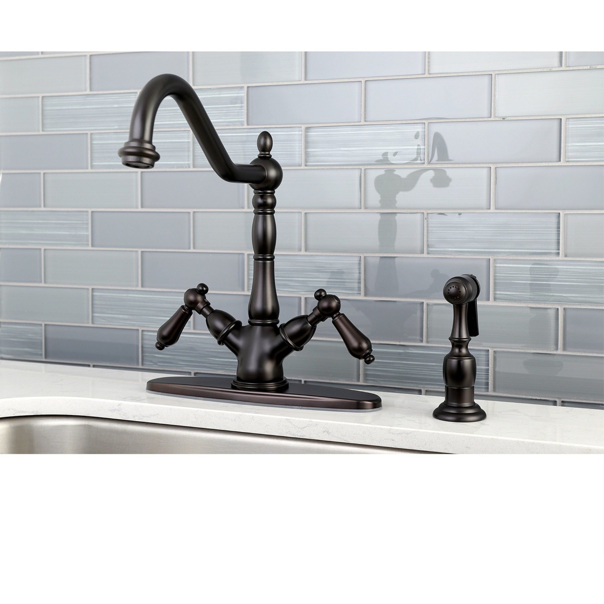 Kingston Brass KS1235ALBS 8-Inch Kitchen Faucet, Oil Rubbed Bronze