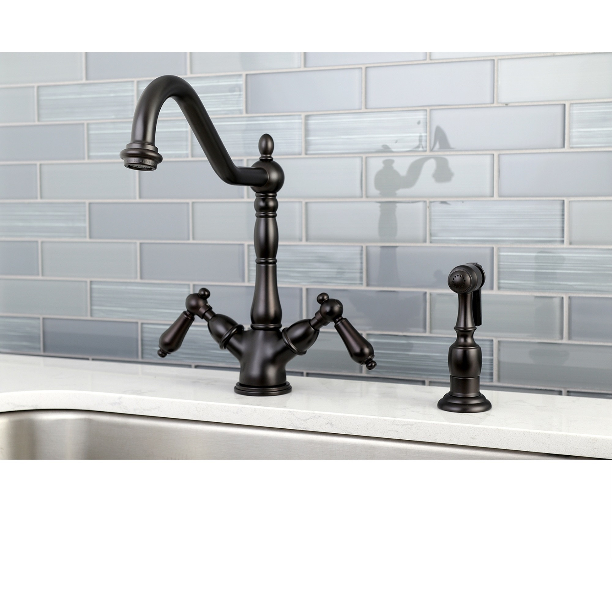 Kingston Brass KS1235ALBS 8-Inch Kitchen Faucet, Oil Rubbed Bronze