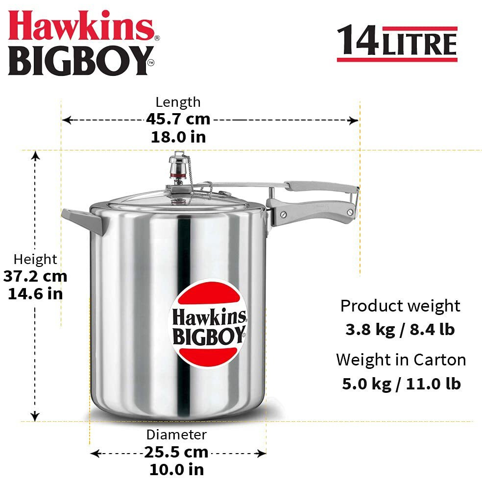 Hawkins E00 Bigboy Aluminium Pressure cooker - 14 Litres