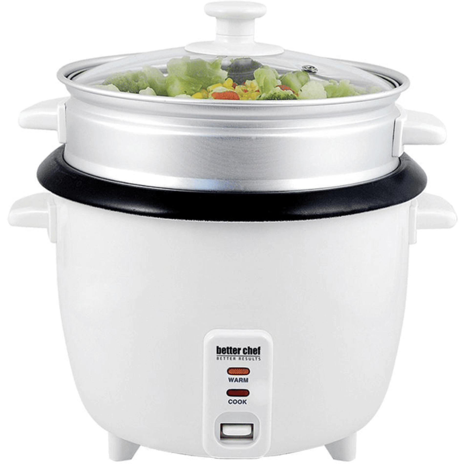 Better Chef 10-Cup - 20-Cup Cooked - Non-Stick Rice Cooker with Steamer Attachment