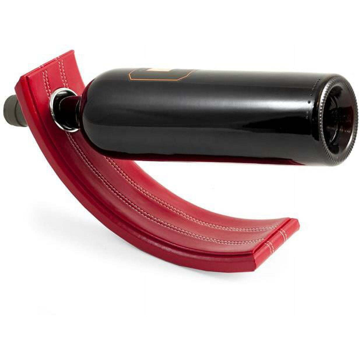 Bey-Berk International BS916R Leather Balancing Wine Bottle Stand - Red