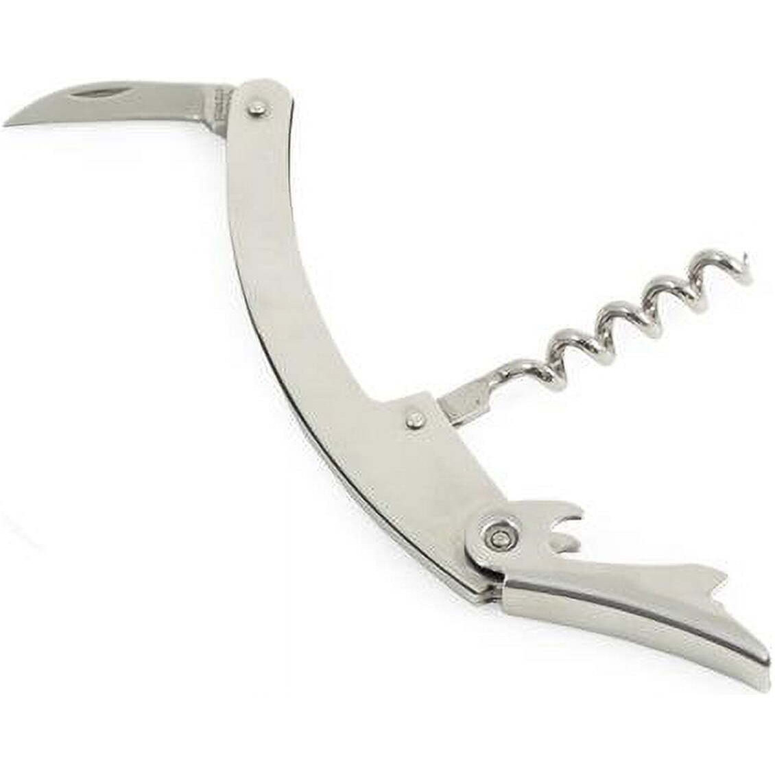Bey-Berk International BS906 Bar Tool with corkscrew Bottle cap Opener & Foil cutter  Silver - Stainless Steel