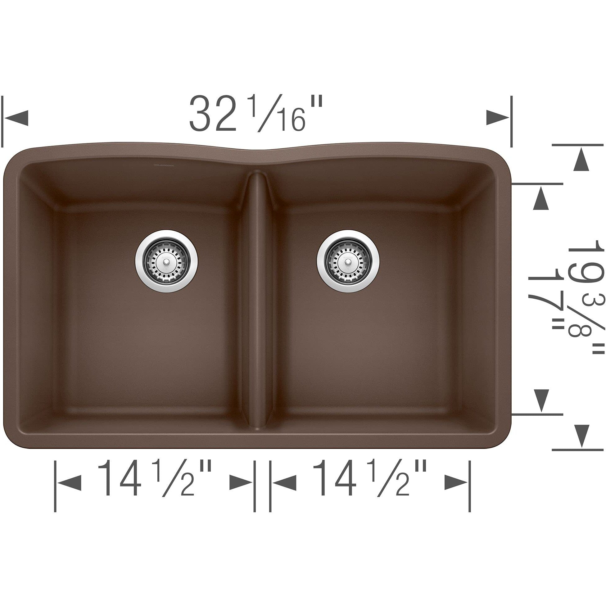 Blanco Diamond Equal Double Bowl SILGRANIT (Um) - Cafe Brown