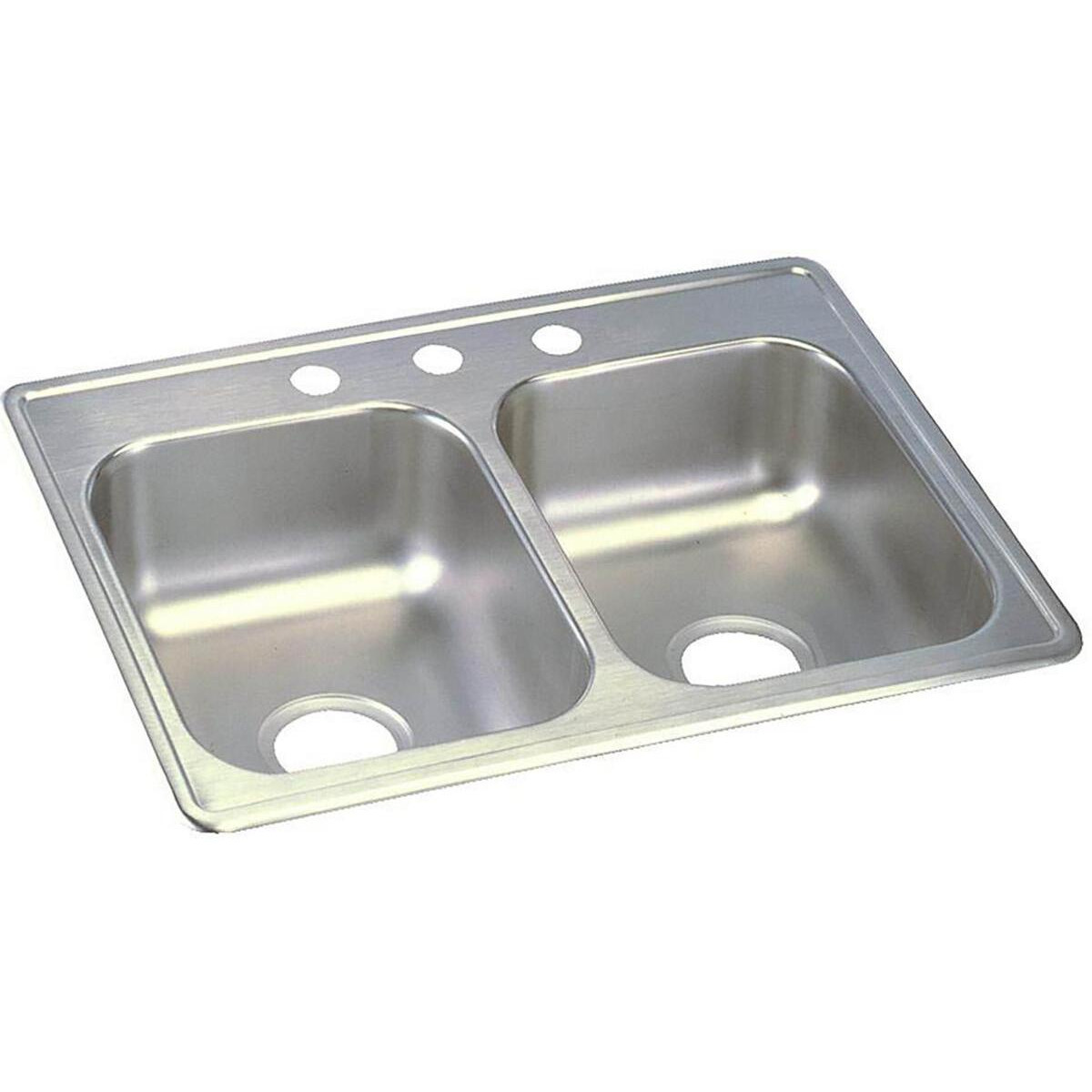 Elkay Dayton Stainless Steel 25" x 19" x 6-5/16", Equal Double Bowl Drop-in Sink