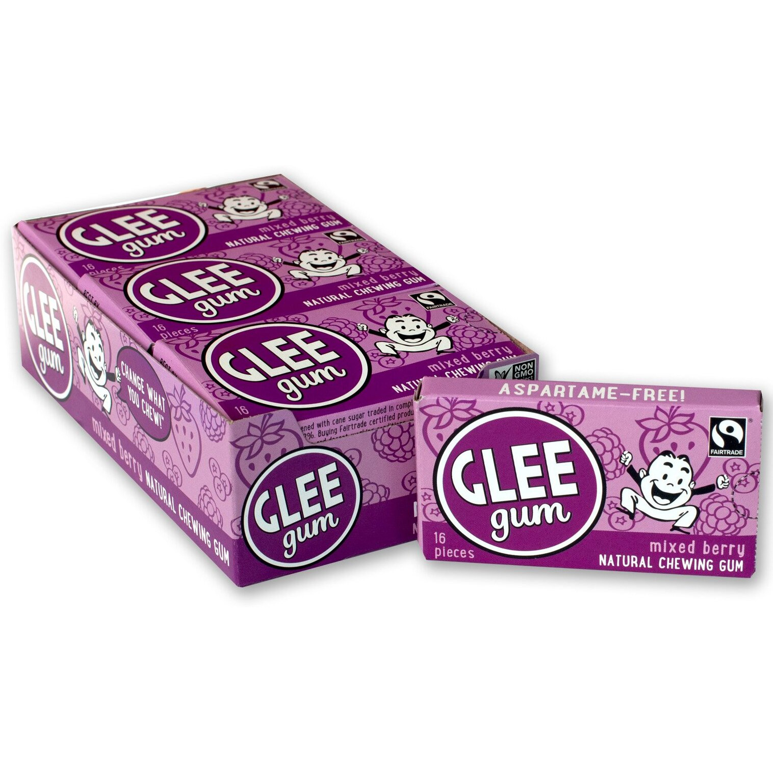 glee gum chewing gum - Triple Berry - case Of 12 - 16 Pieces(D0102H5KYFT)
