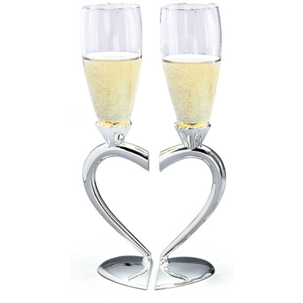Creative Gifts International 021055 Split Heart Base Toasting Flutes