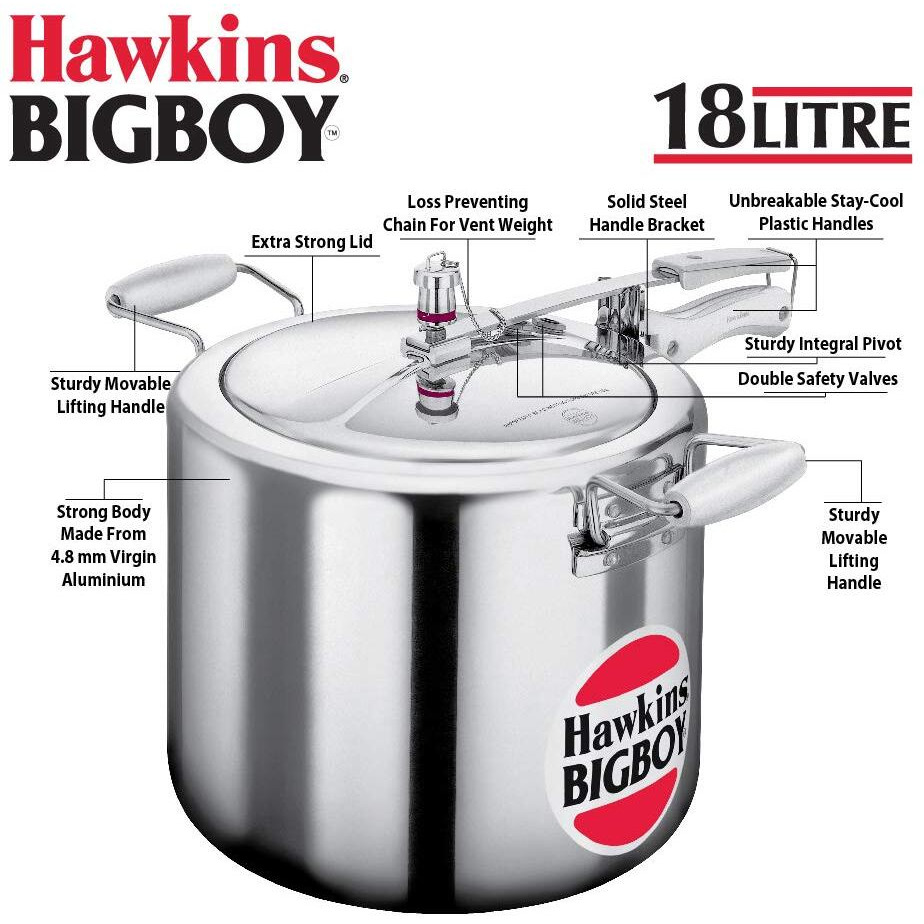Hawkins E30 Bigboy Aluminium Pressure cooker - 18 Litres