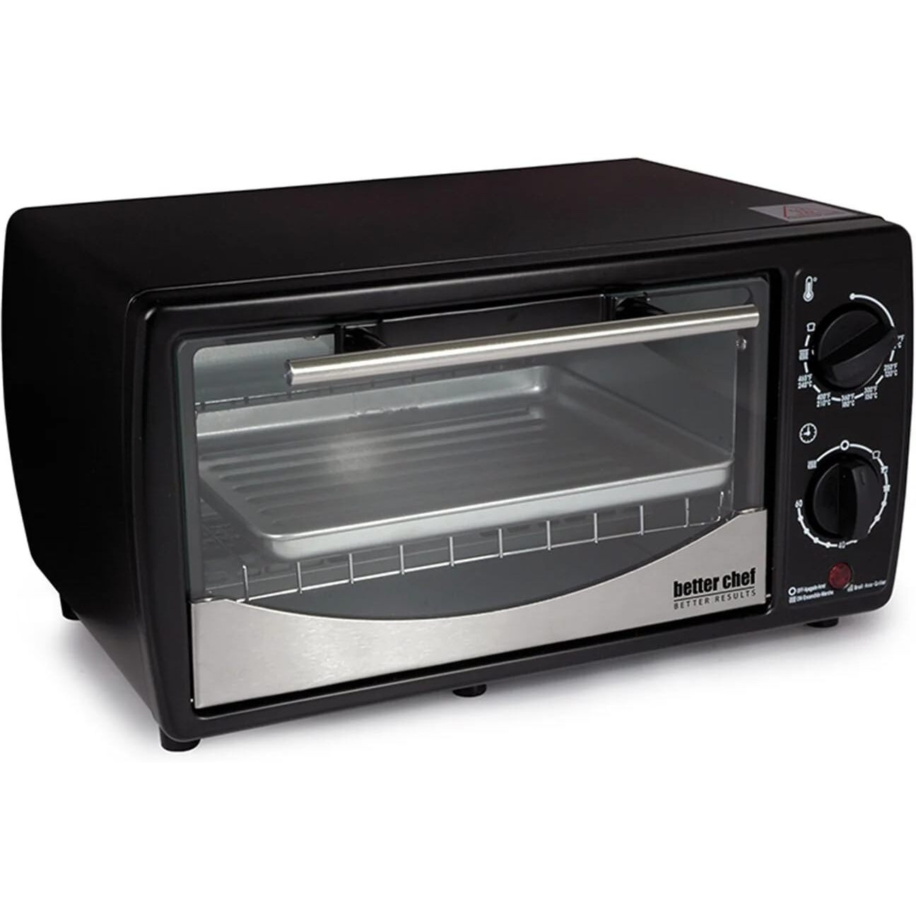 Better Chef 9L Toaster Oven Broiler with Slide-Out Rack and Bake Tray