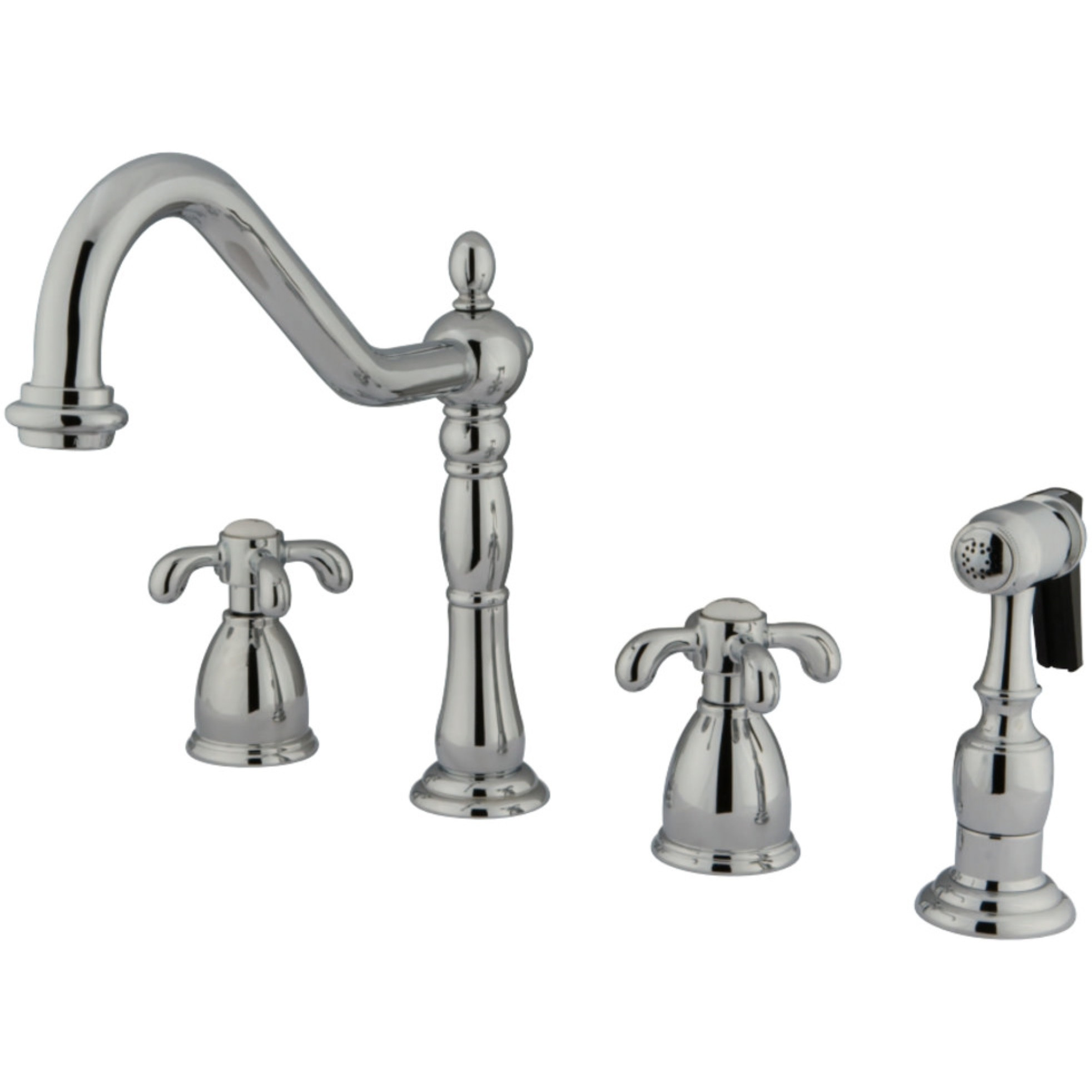 Kingston Brass KB1791TXBS Widespread Kitchen Faucet, Polished Chrome