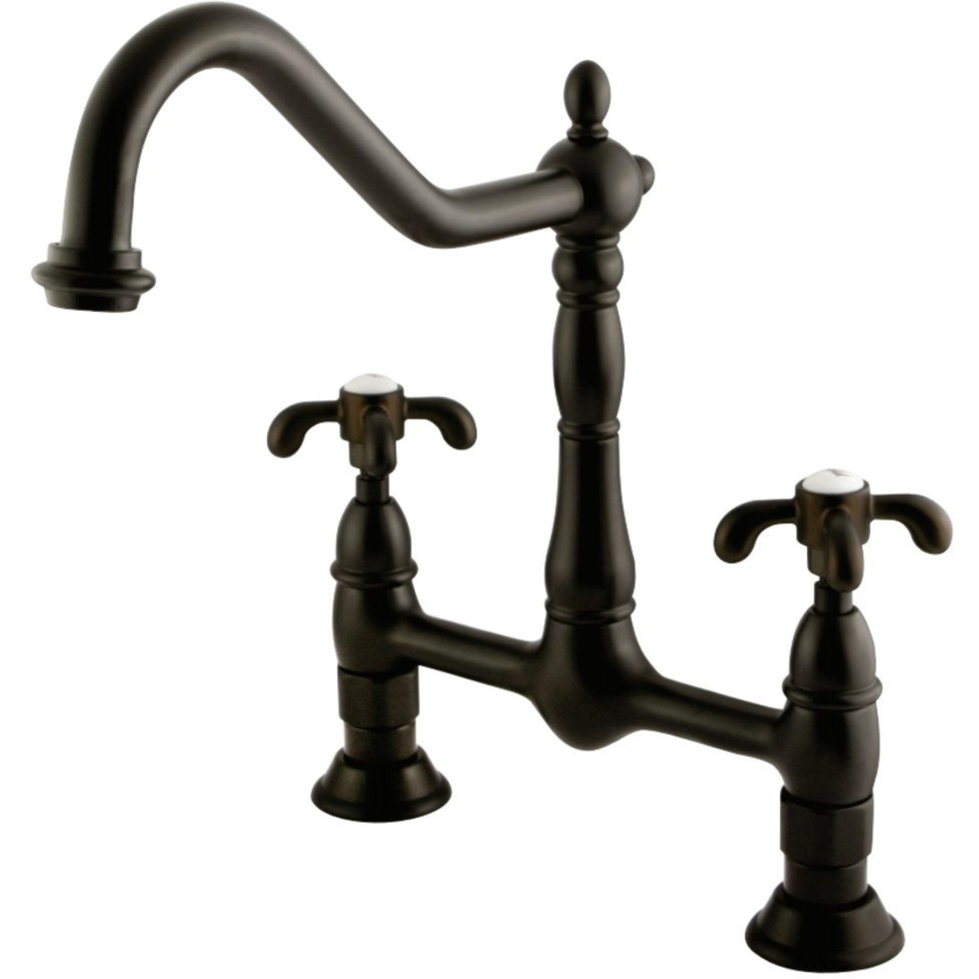 Kingston Brass KS1175TX French Country Kitchen Bridge Faucet, Oil Rubbed Bronze