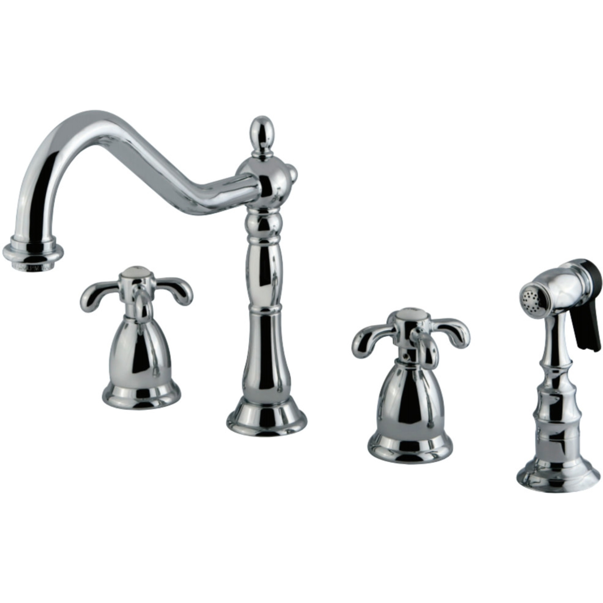 Kingston Brass KS1791TXBS Widespread Kitchen Faucet, Polished Chrome