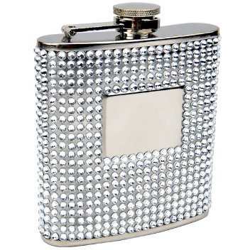Silver Bead 6oz Flask with Engraving Plate
