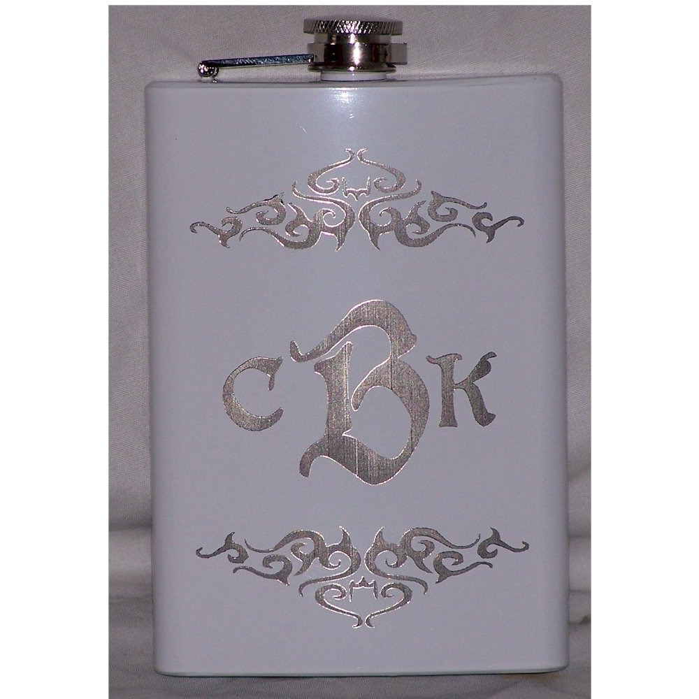 Personalized White 8oz Hip Flask