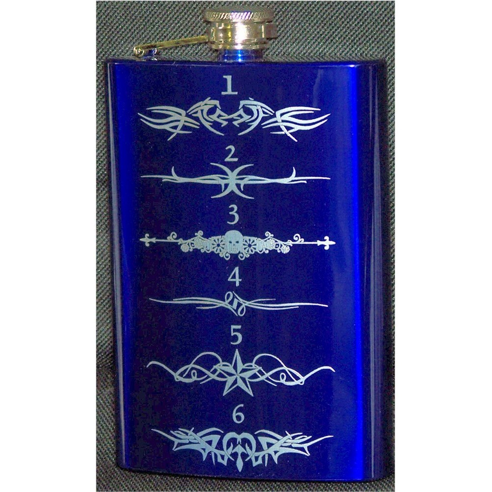 Personalized Electric Blue Engraved Flask