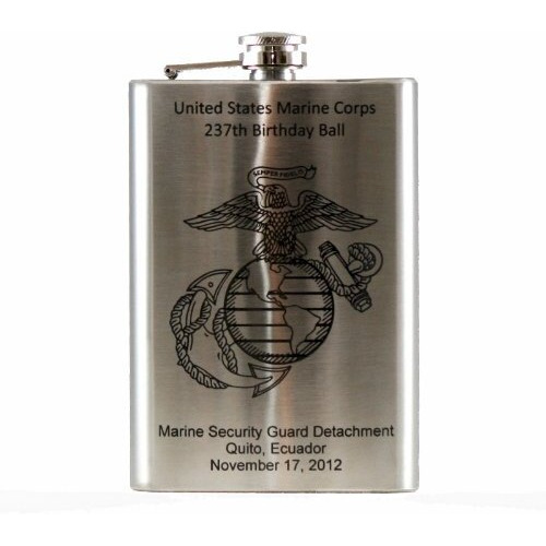 - Laser Engraved 8oz Hip Flask