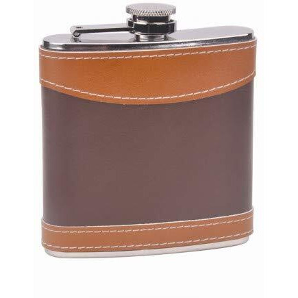 6oz Leather Hip Flask, Custom Laser Engraved