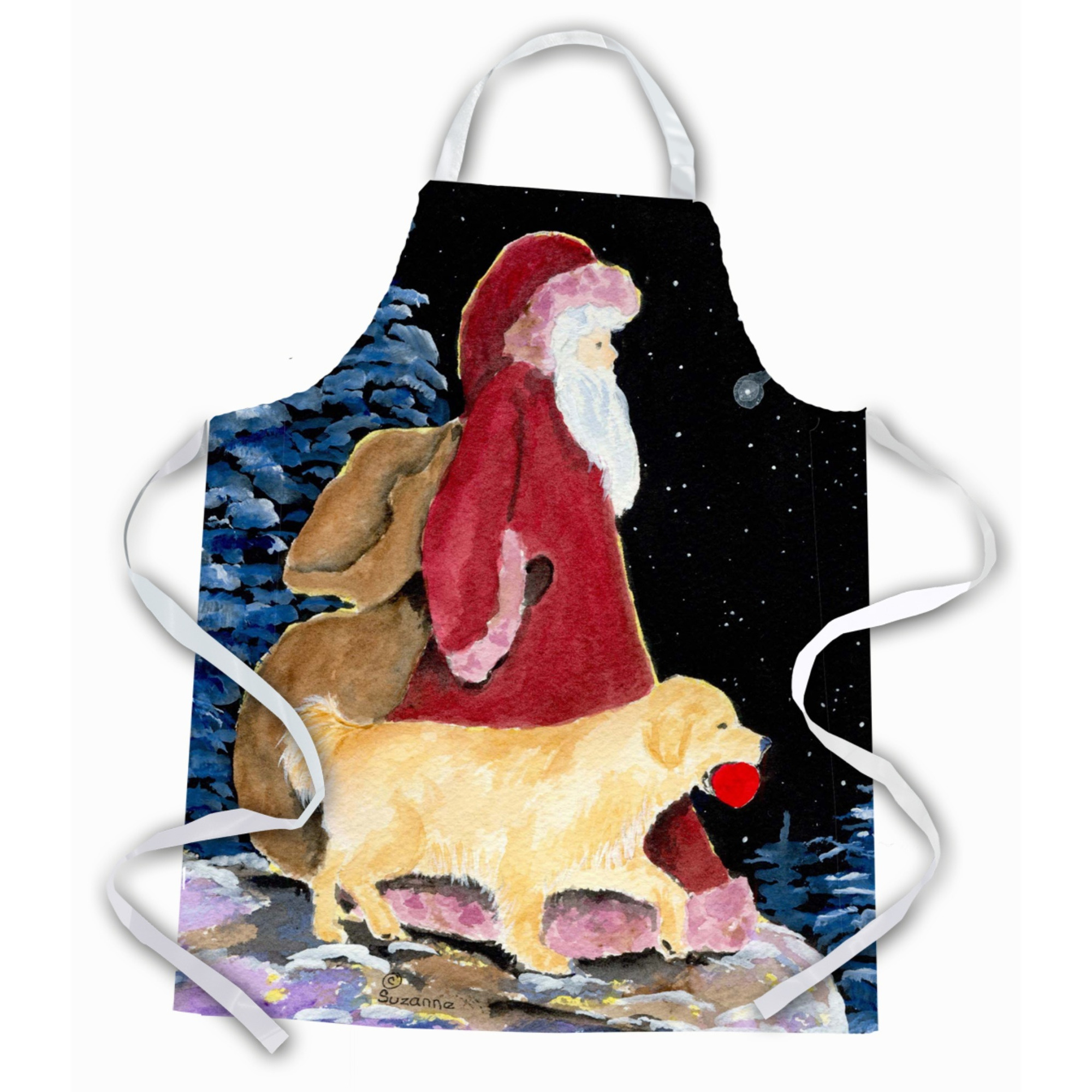 &quotCaroline's Treasures SS8973APRON Santa Claus with Golden Retriever Apron, Large, Multicolor"