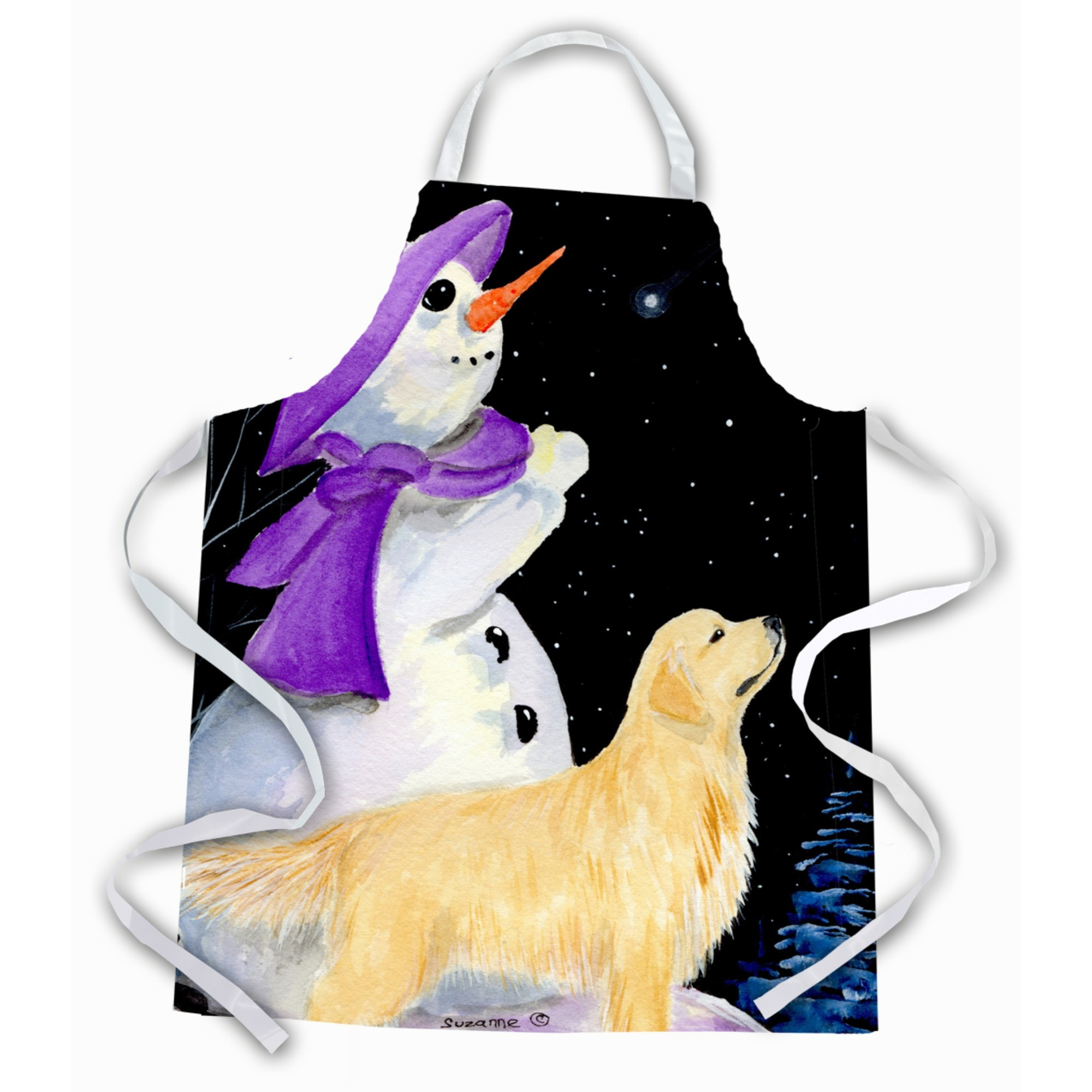 &quotCaroline's Treasures SS8950APRON Snowman with Golden Retriever Apron, Large, Multicolor"