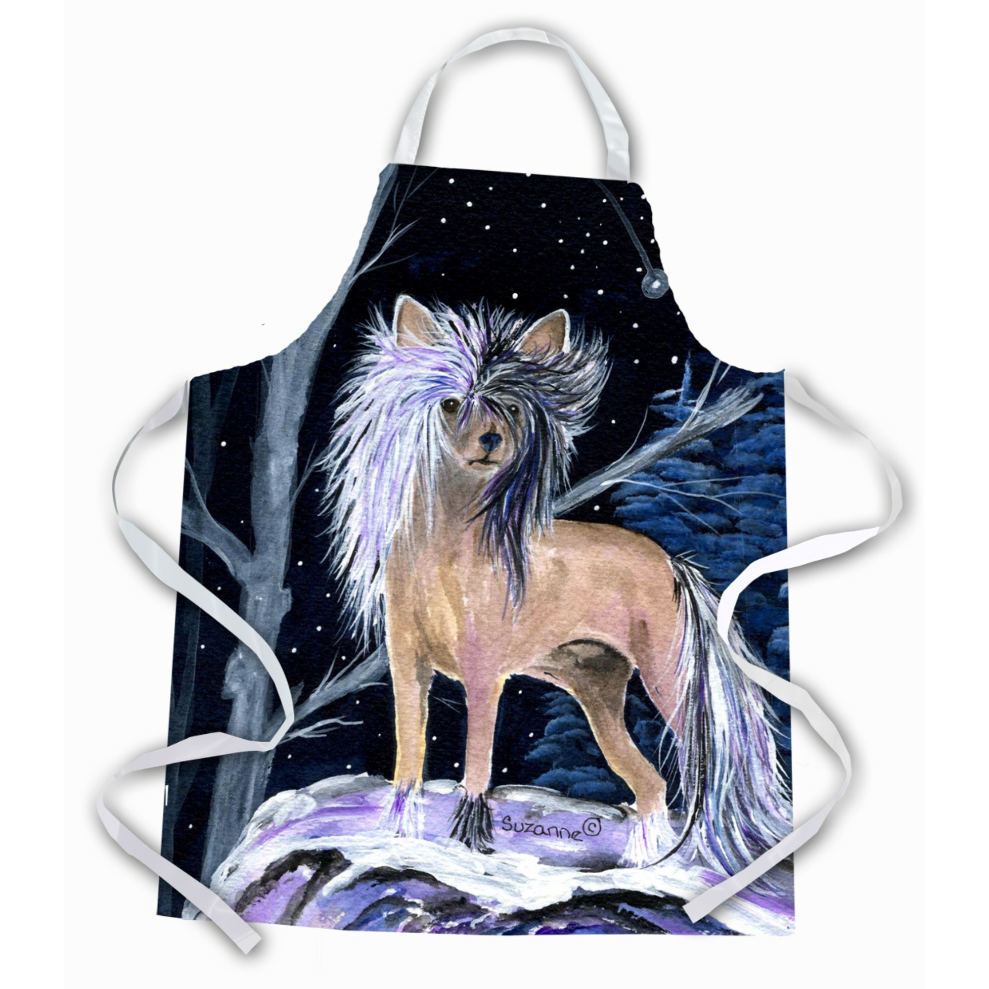 &quotCaroline's Treasures SS8390APRON Starry Night Chinese Crested Apron, Large, Multicolor"