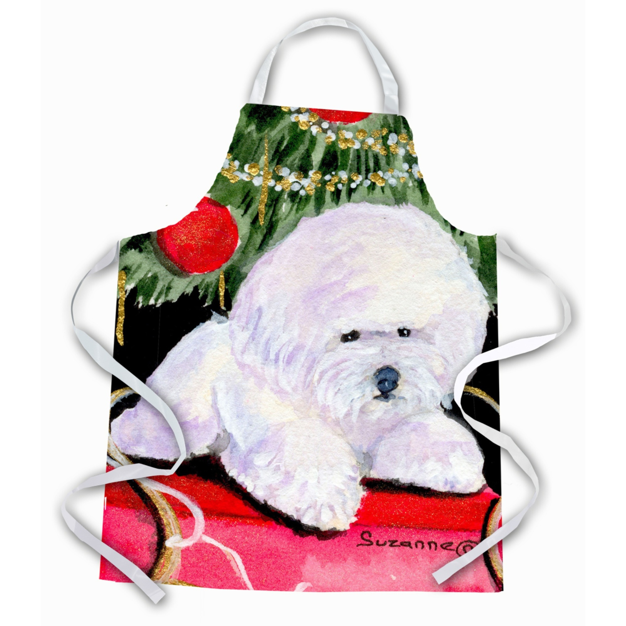 &quotCaroline's Treasures SS8957APRON Christmas Tree with Bichon Frise Apron, Large, Multicolor"