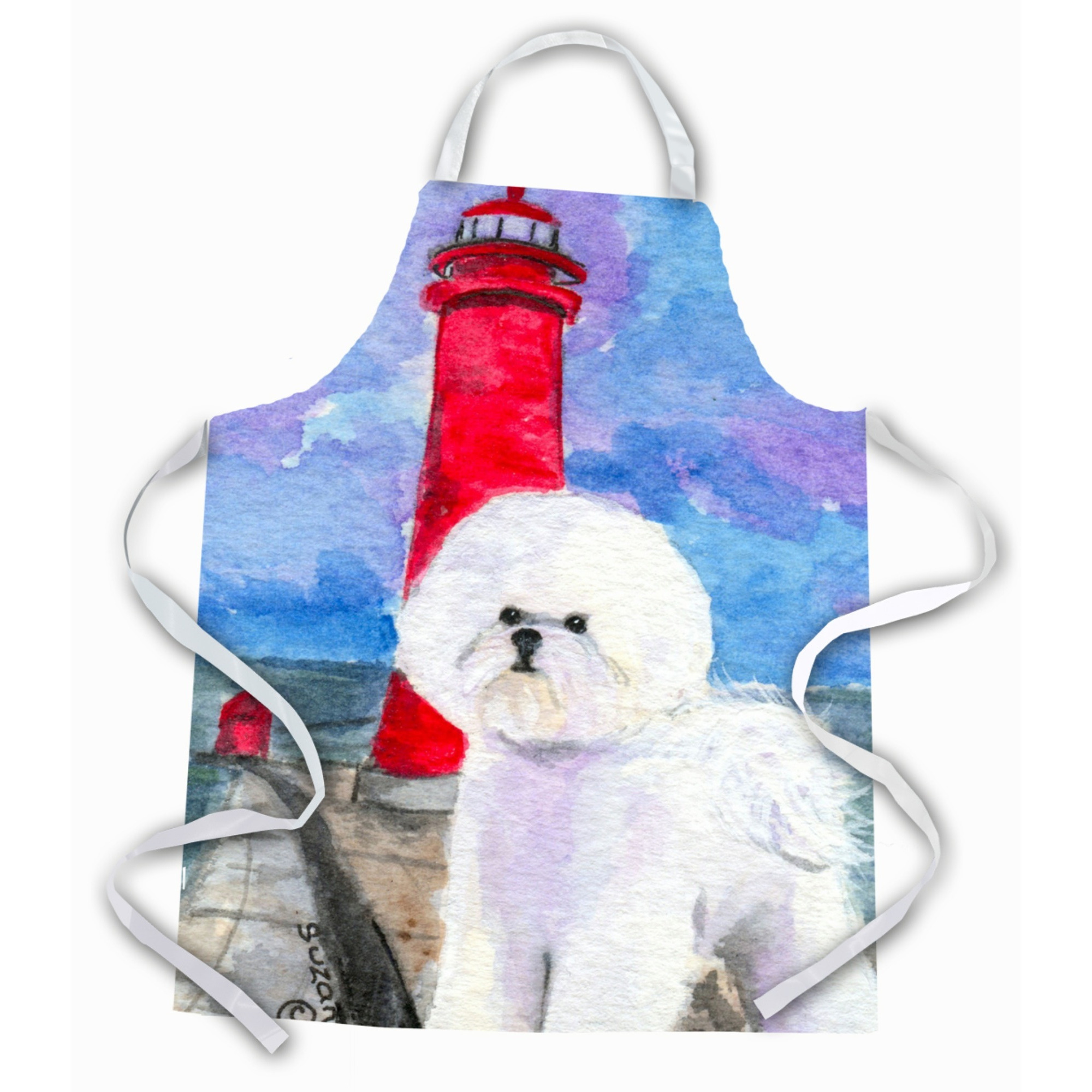 &quotCaroline's Treasures SS8891APRON Lighthouse with Bichon Frise Apron, Large, Multicolor"