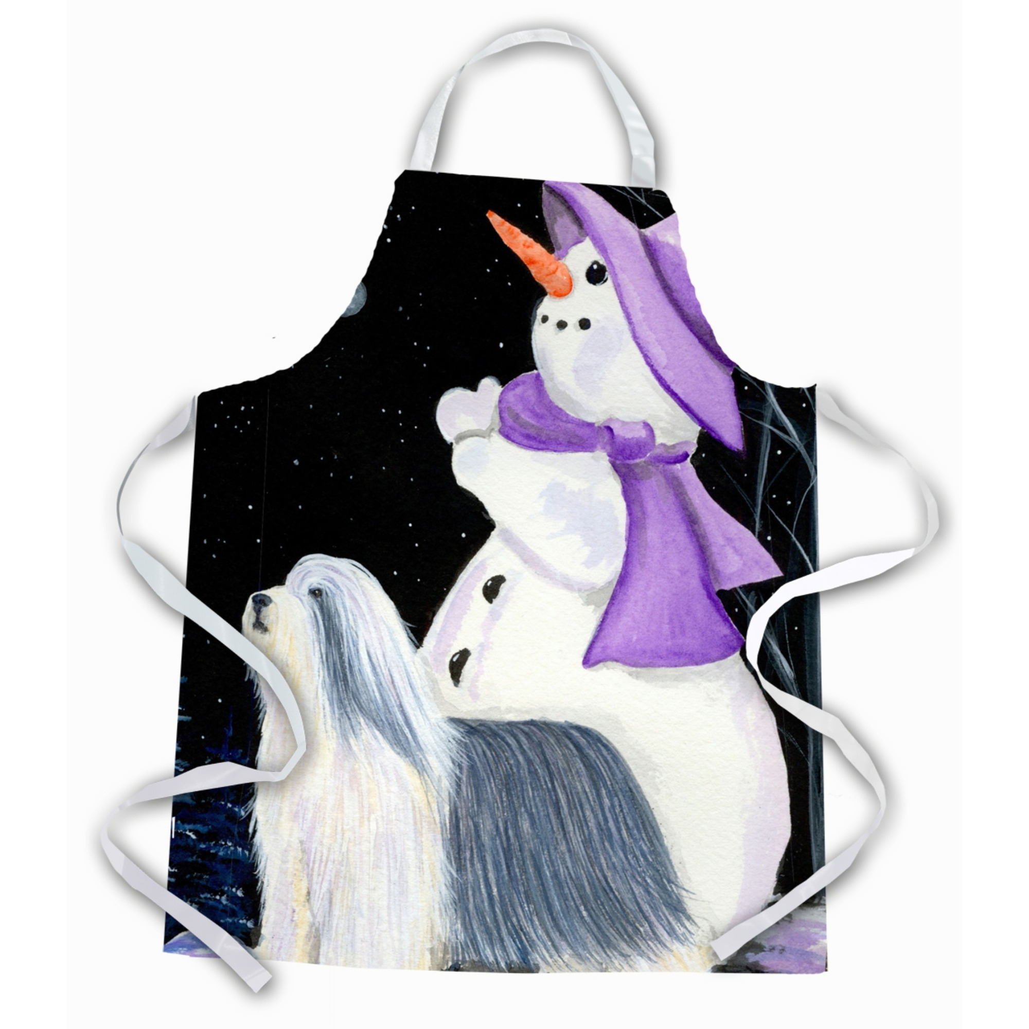 &quotCaroline's Treasures SS8947APRON Snowman with Bearded Collie Apron, Large, Multicolor"