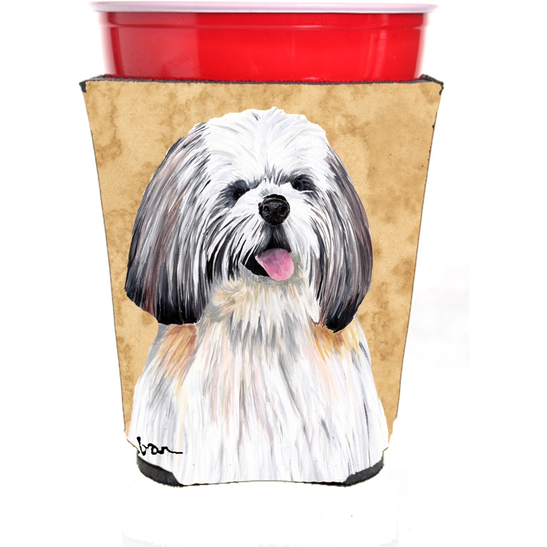 Shih Tzu Red Solo Cup Beverage Insulator Hugger