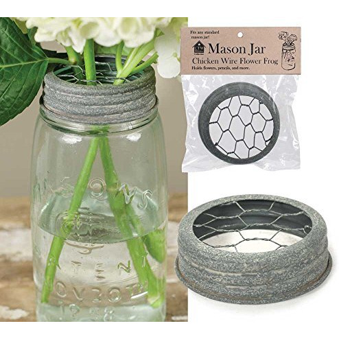 Mason Jar Chicken Wire Flower Frog Lid - Barn Roof - Box of 6