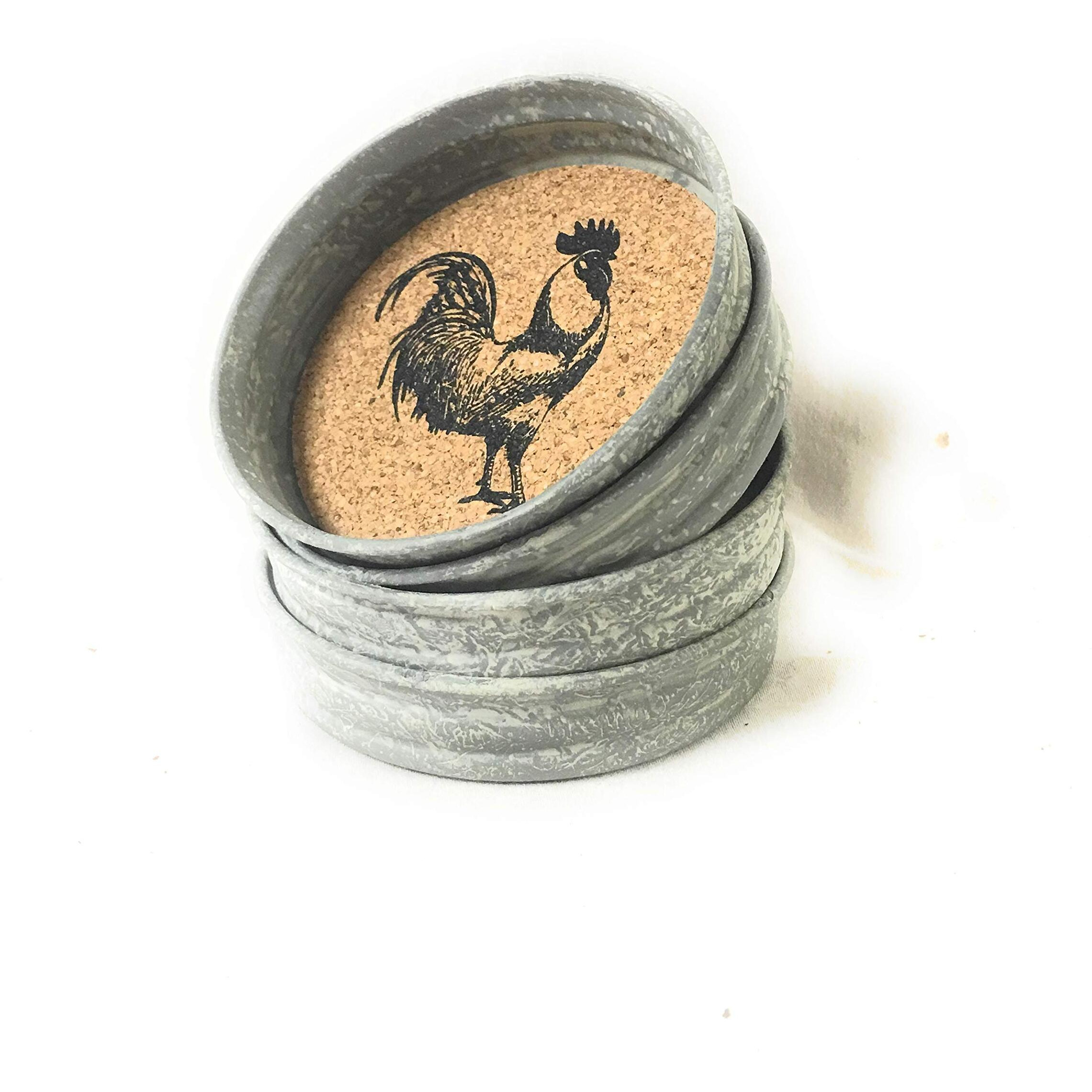Mason Jar Lid Coaster - Rooster - Box of 4