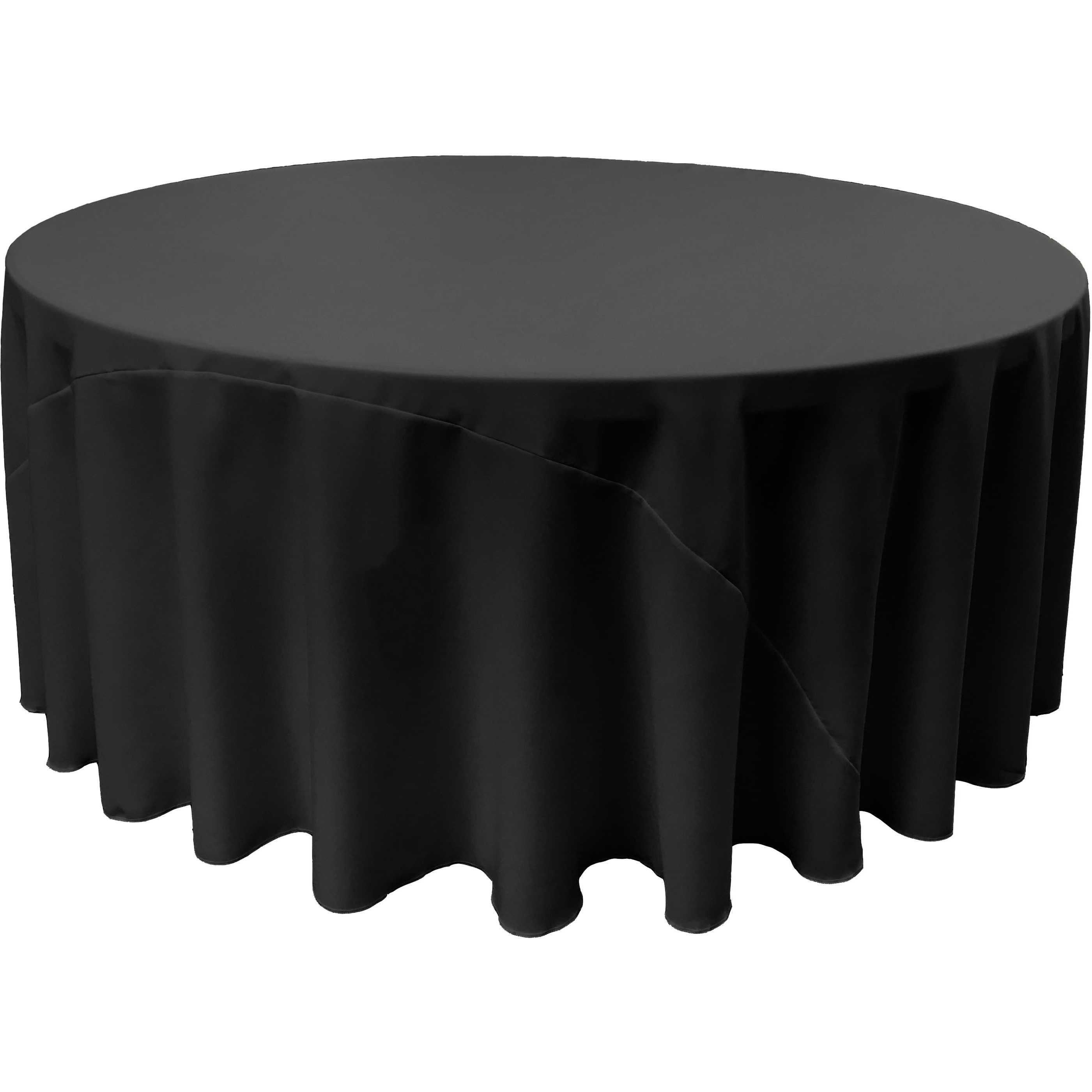LA Linen Polyester Poplin Tablecloth 132-Inches Round, Black