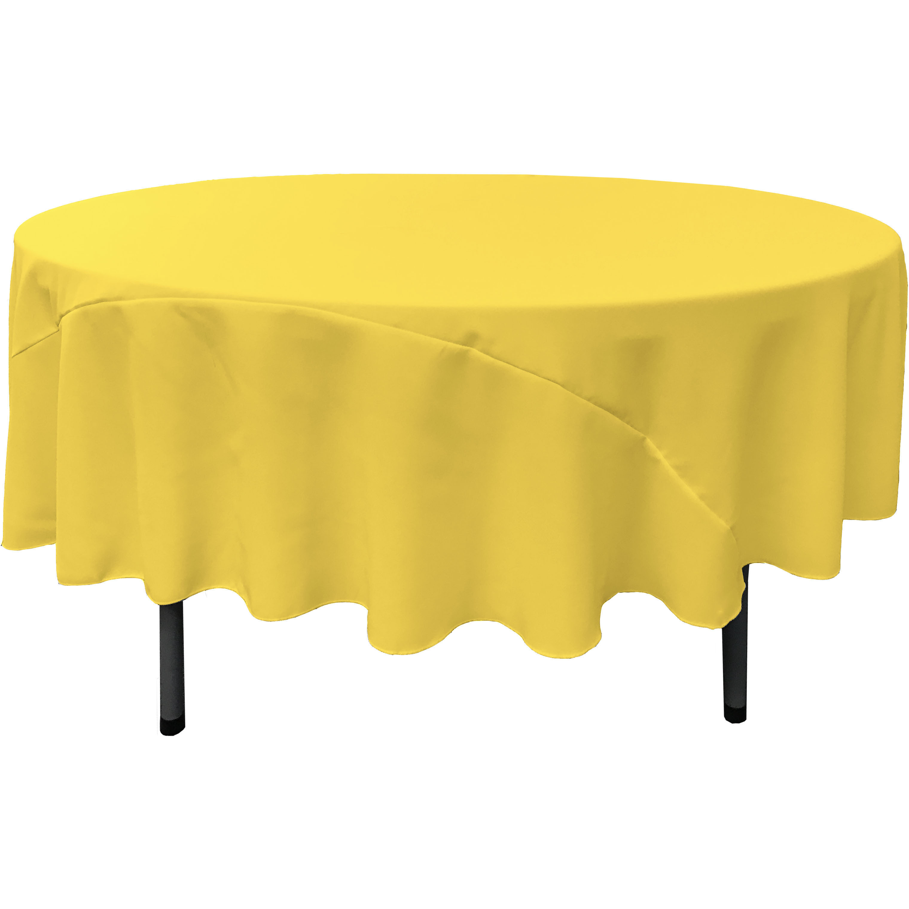 LA Linen Polyester Poplin Tablecloth 90-Inches Round, Light Yellow