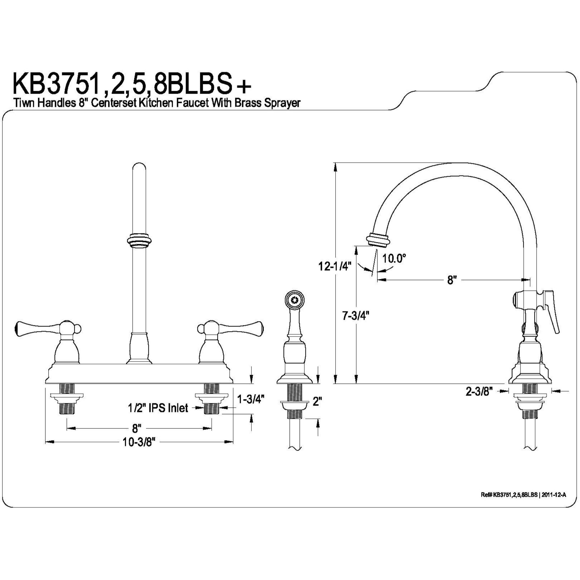Kingston Brass KB3751BLBS Vintage Centerset Kitchen Faucet, Polished Chrome