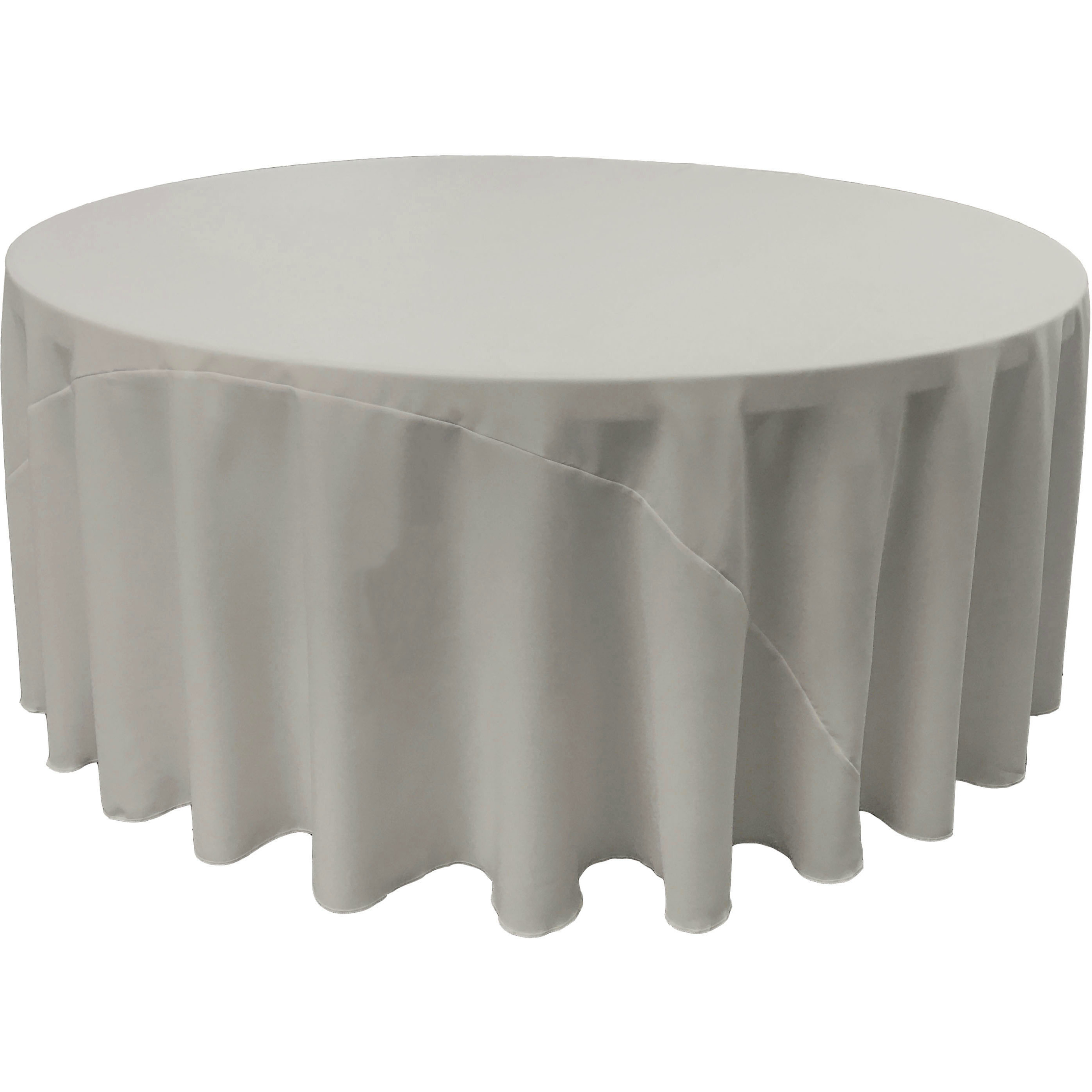 LA Linen Polyester Poplin Tablecloth 132-Inches Round, Light Gray