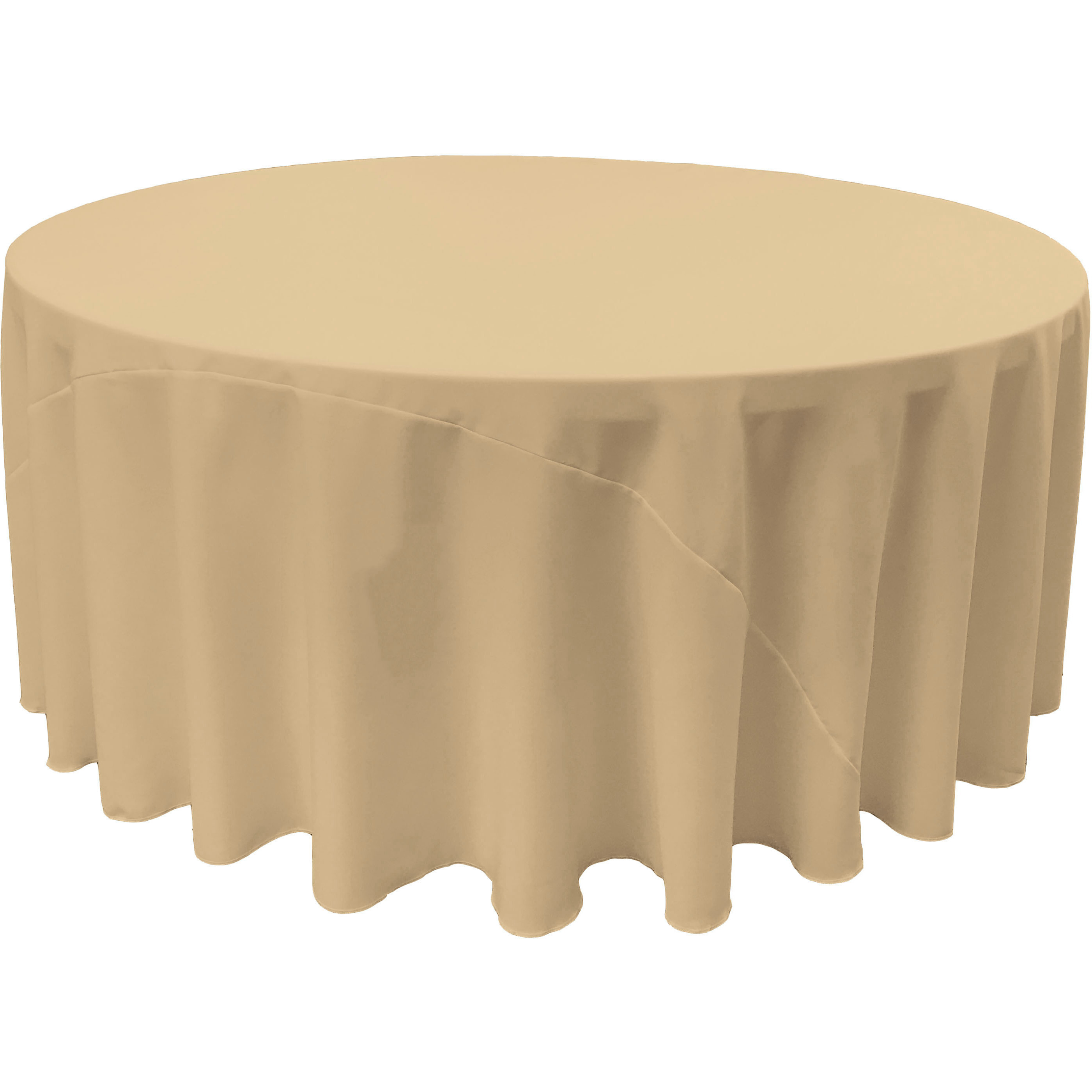 LA Linen Polyester Poplin Tablecloth 120-Inches Round, Khaki