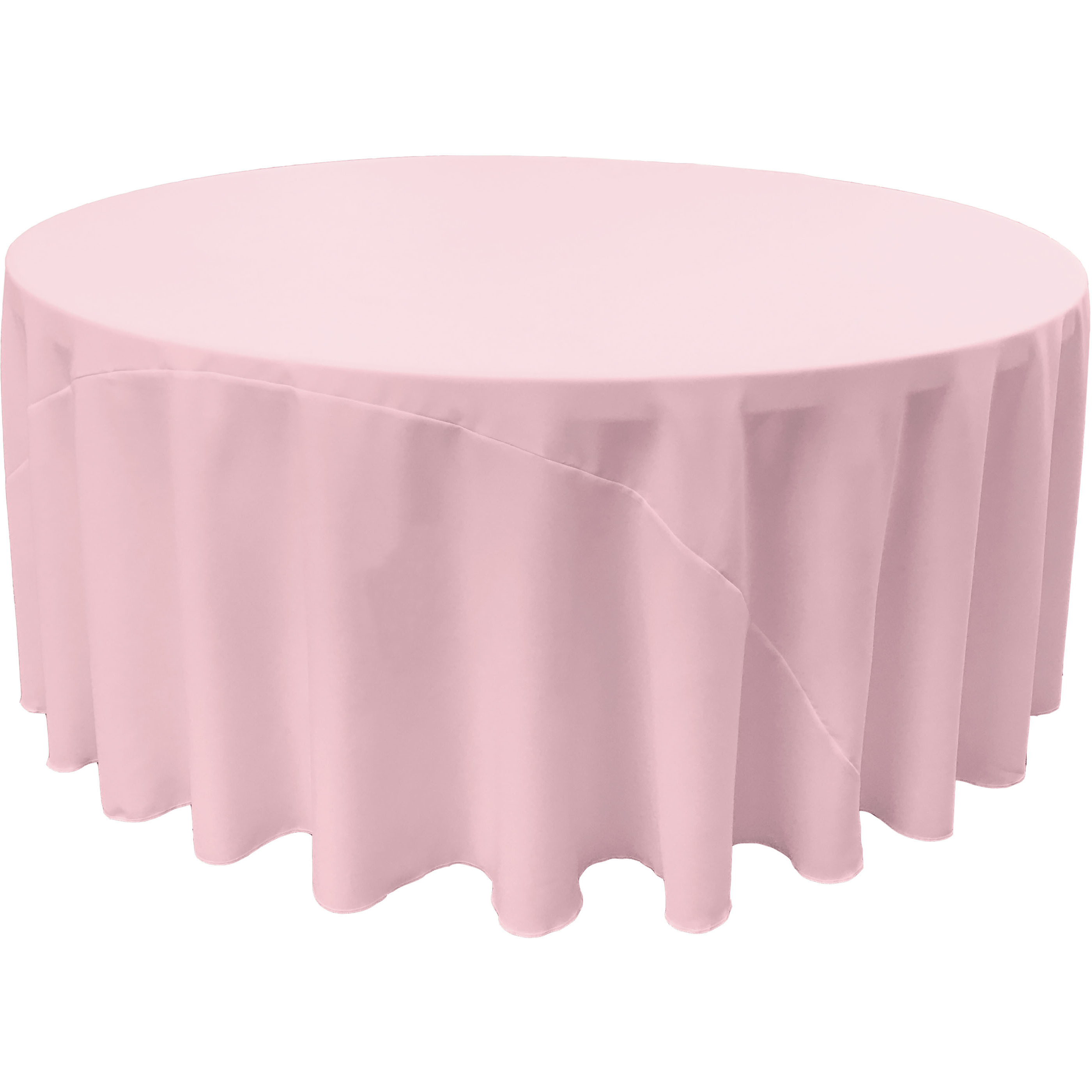 LA Linen Polyester Poplin Tablecloth 120-Inches Round, Light Pink