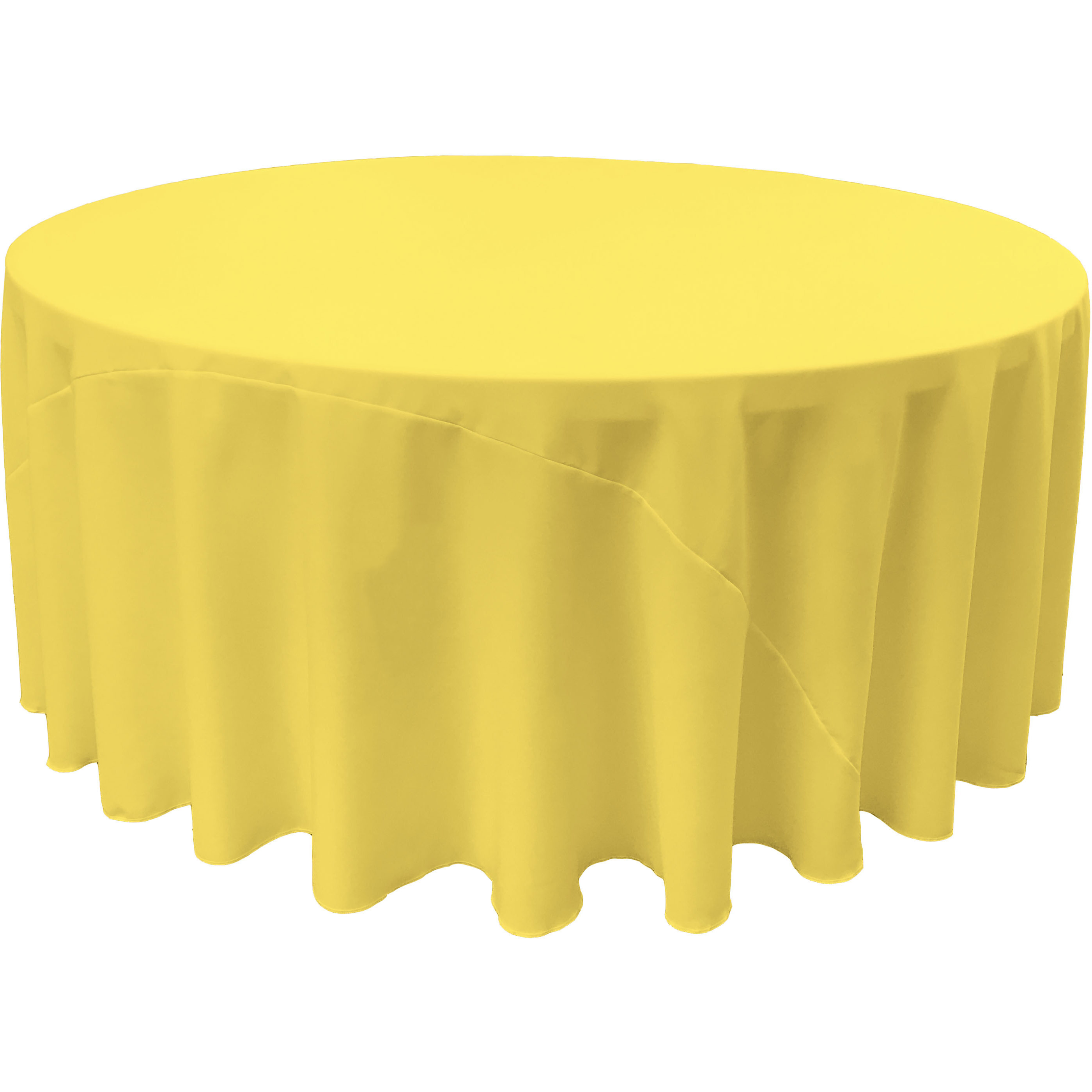 LA Linen Polyester Poplin Tablecloth 120-Inches Round, Light Yellow