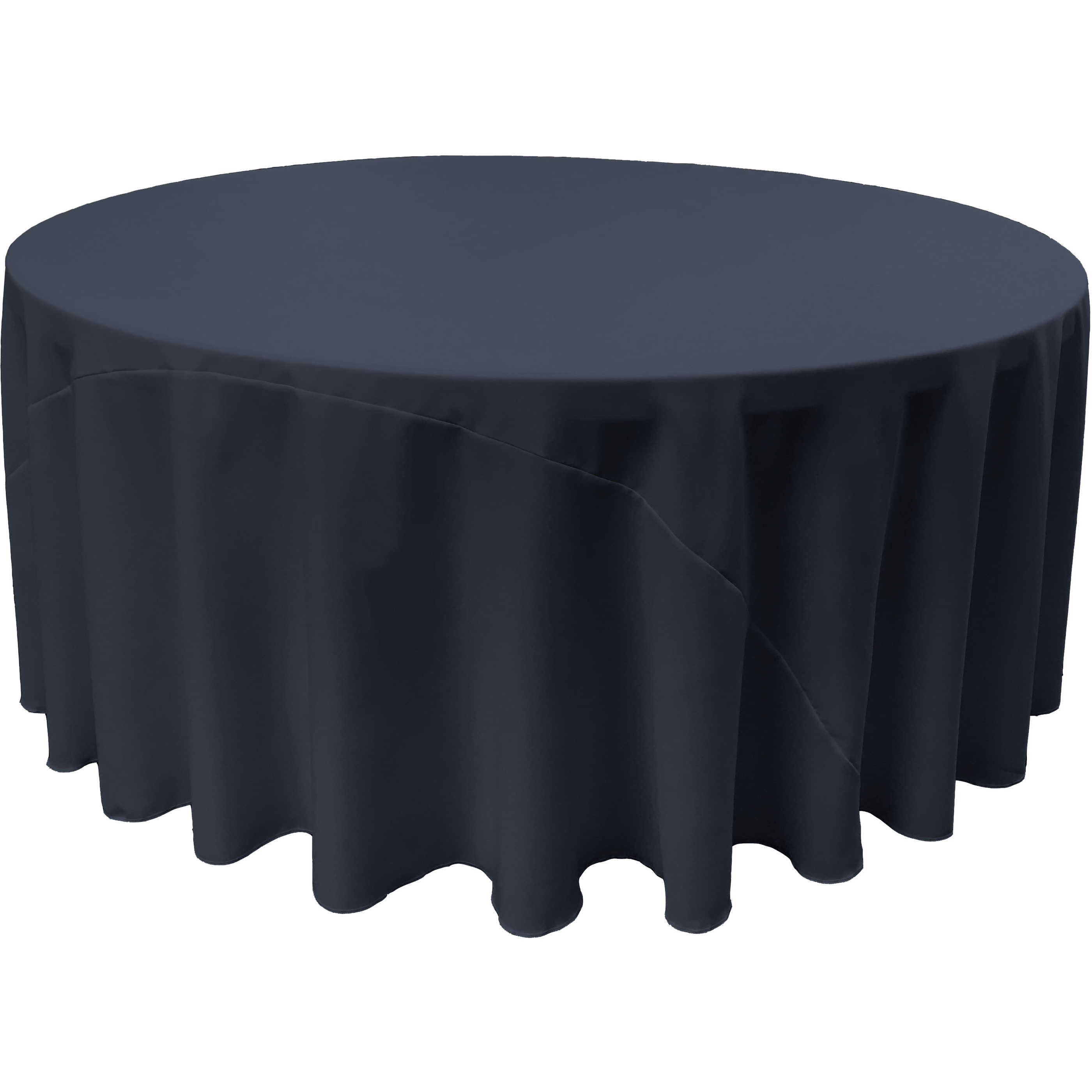 LA Linen Polyester Poplin Tablecloth 108-Inches Round, Navy Blue