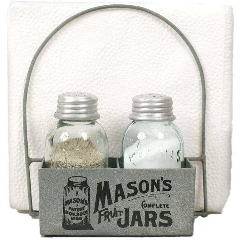 Masons Jars Box Salt Pepper and Napkin Caddy